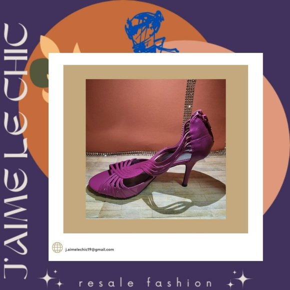 Elle Fuchsia Zip-Up Back Front Design Sandal Heels - Picture 4 of 6